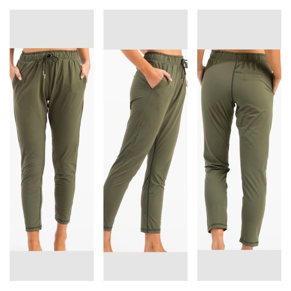 Zyia Active Olive Green Elastic Waist Stretch Everywhere Pants Size Medium - Picture 1 of 15